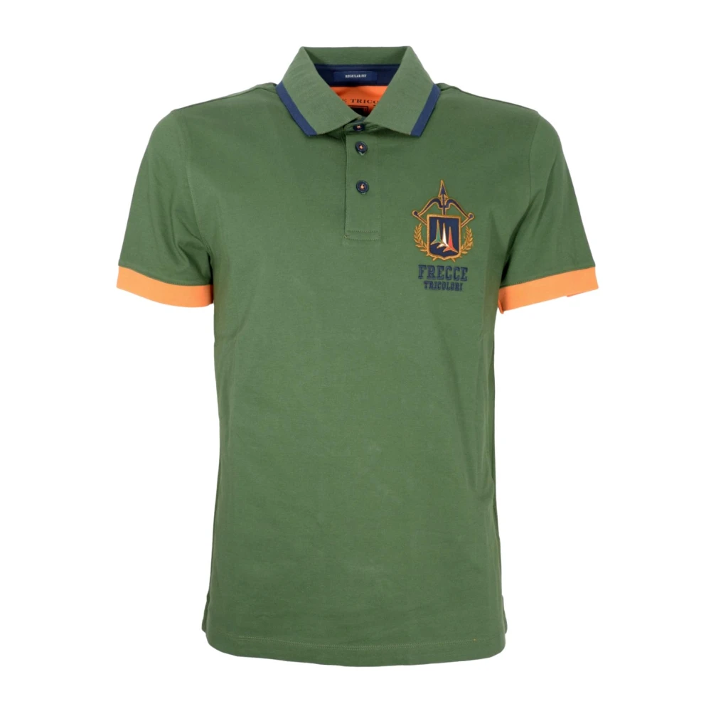 Aeronautica militare Groen Polo Shirt met Jacquard Kraag Green Heren