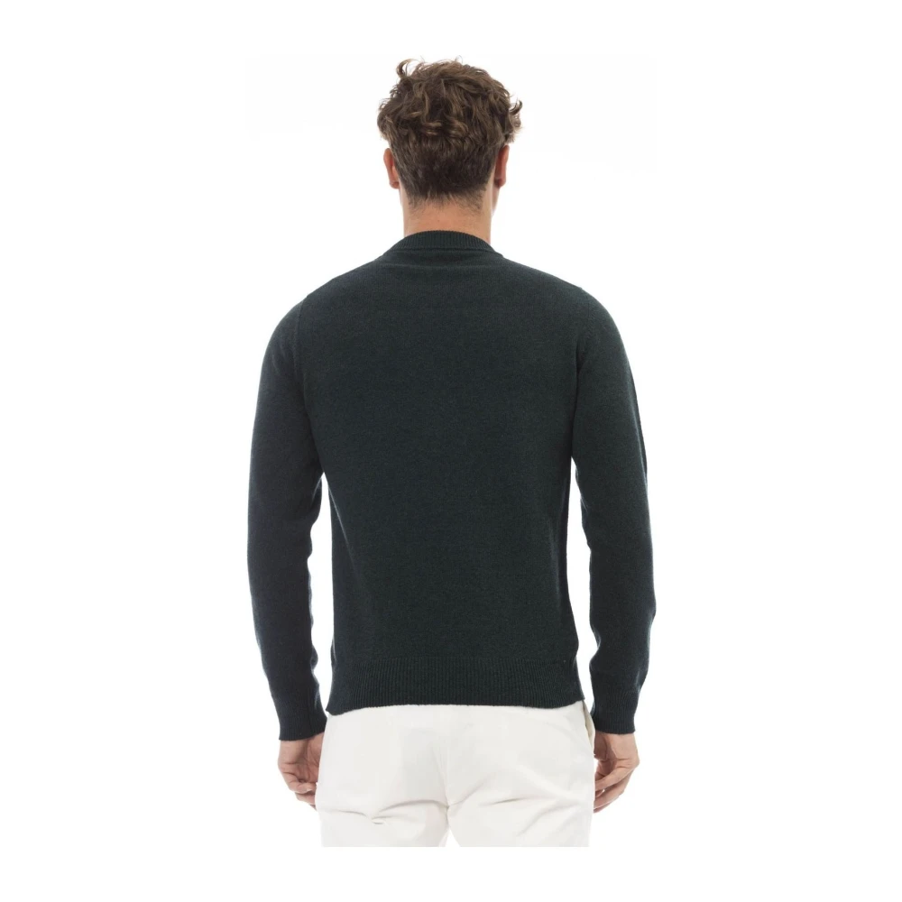 Alpha Studio Elegant Crew Neck Sweater Green Heren