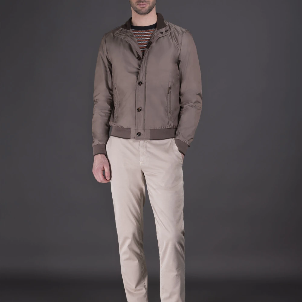 Moorer Iridescent Taffeta Bomber Jacket Brown Heren