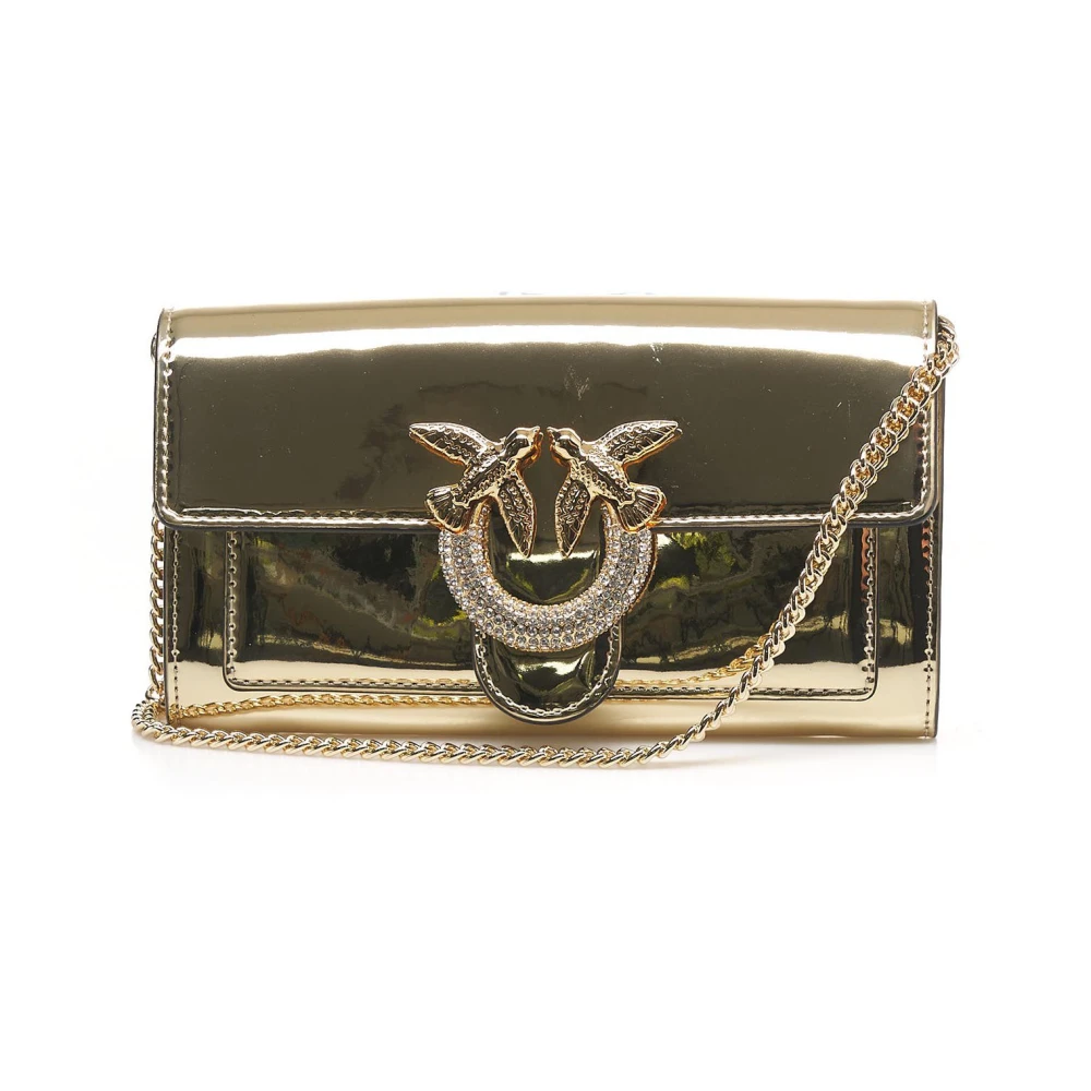 pinko Love One Crossbody Portemonnee met Strass Yellow Dames