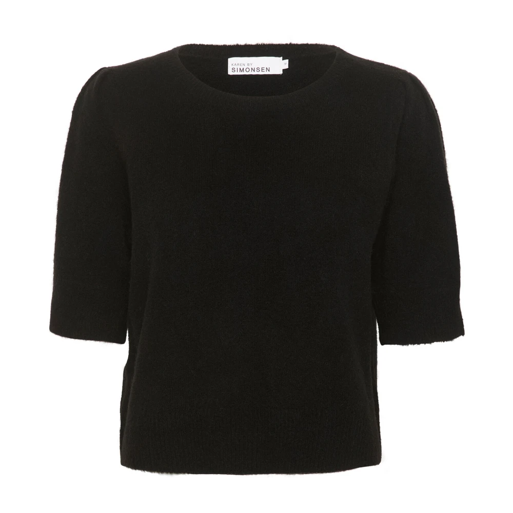 Karen By Simonsen Women's Black Plain Pullover Jumper Meteorite - Round-Neck Knitwear - 2XS - Knitwear