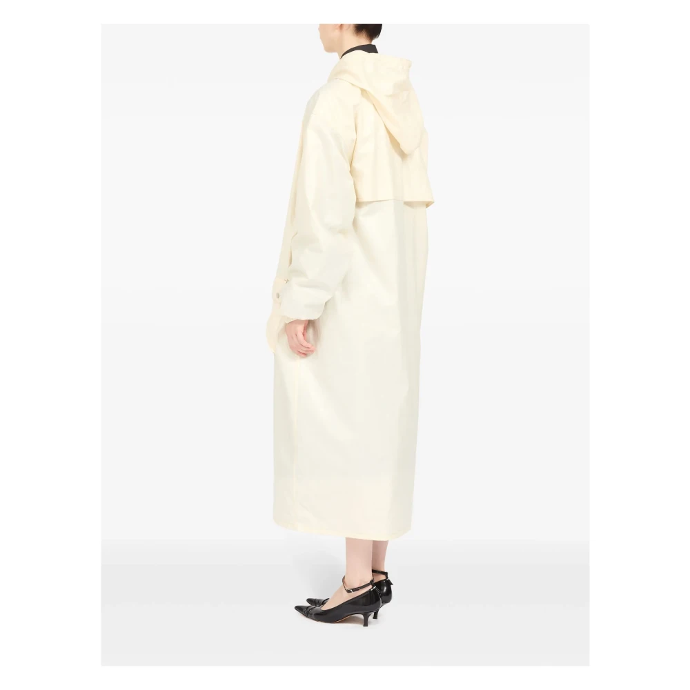 Maison Margiela Witte Rubberen Katoenen Hooded Parka Jas White Dames