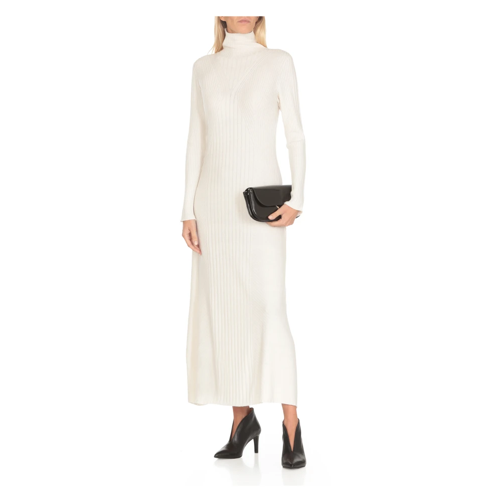 D.Exterior Elegante Ivoor Cashmere Blend Jurk Beige Dames