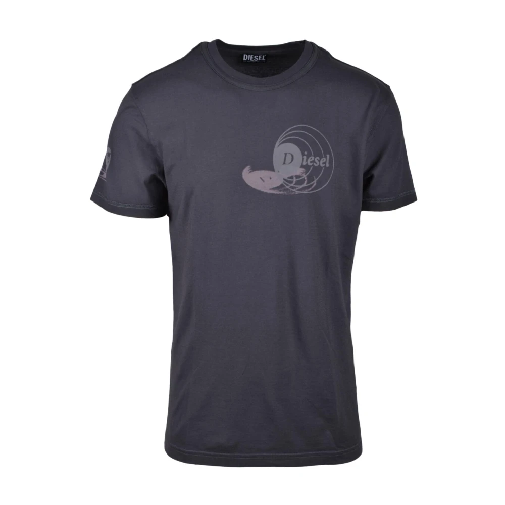 Diesel Grafisch Print T-shirt Lente Zomer Katoen Gray Heren