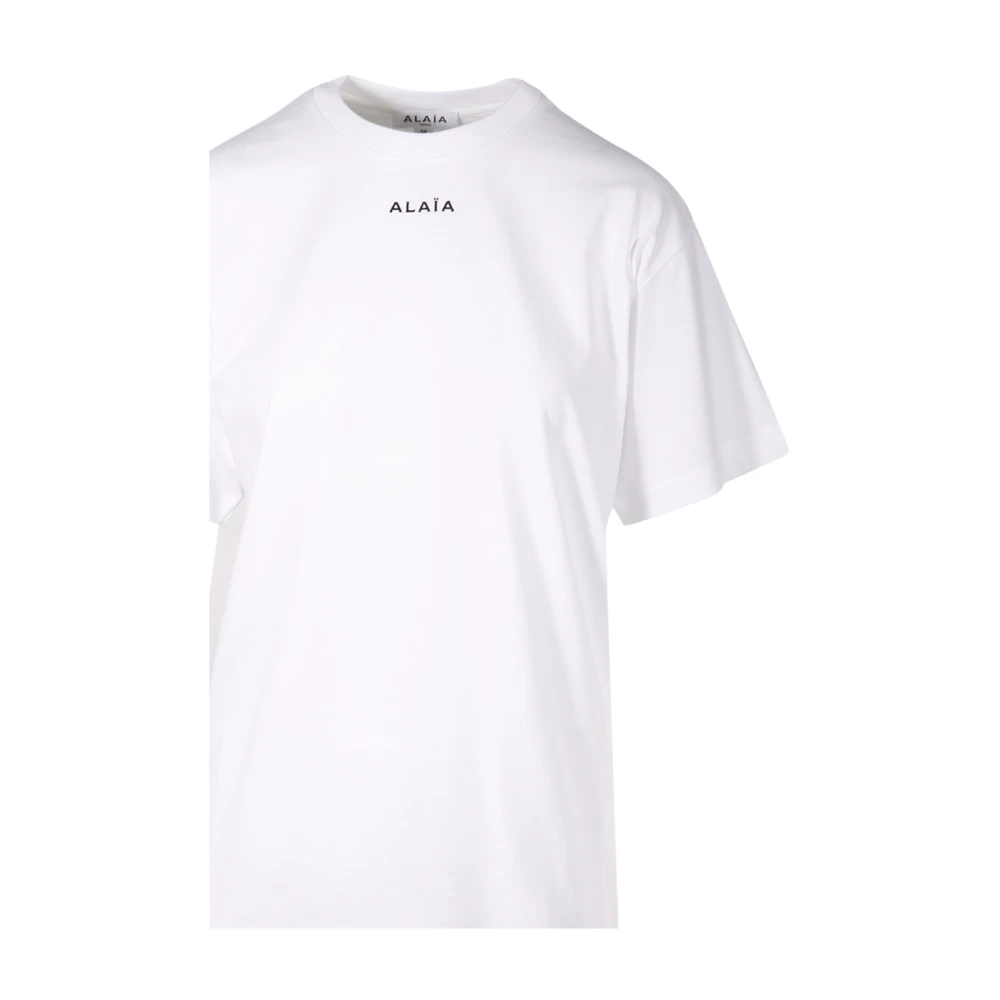 Alaïa Oversized T-shirt in Blanc Noir White Dames