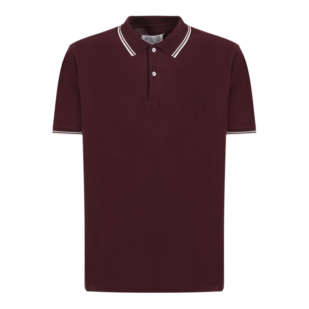Maison Margiela Bordeaux T-Shirts & Polos met Logo Borduursel Brown Heren