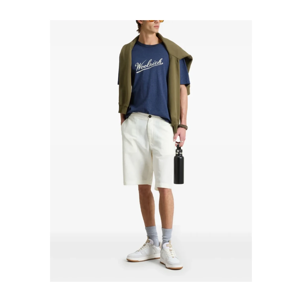 Woolrich Blauwe Crew Neck Bedrukt Logo T-shirts Blue Heren