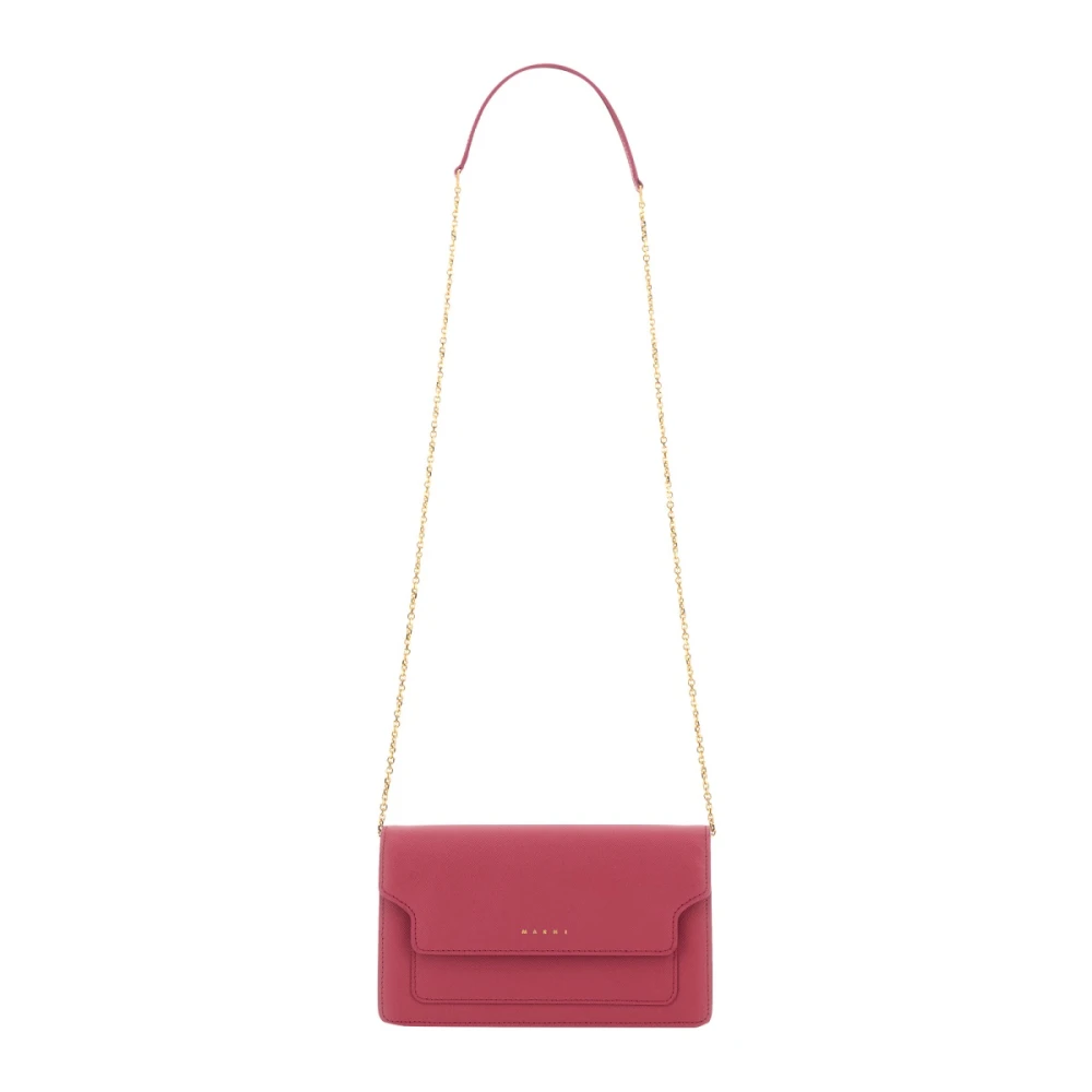 Marni Leren Schoudertas met Kettingriem Pink Dames