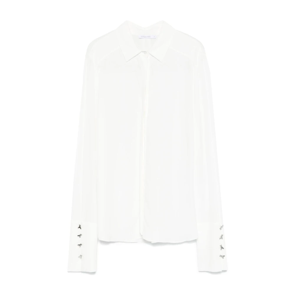PATRIZIA PEPE Witte Klassieke Kraag Shirt White Dames