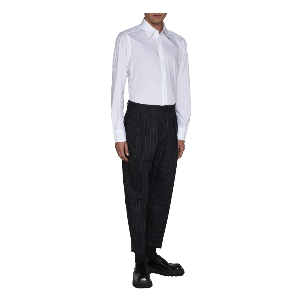 Dolce & Gabbana Pinstripe Wool Tapered Trousers Black Heren