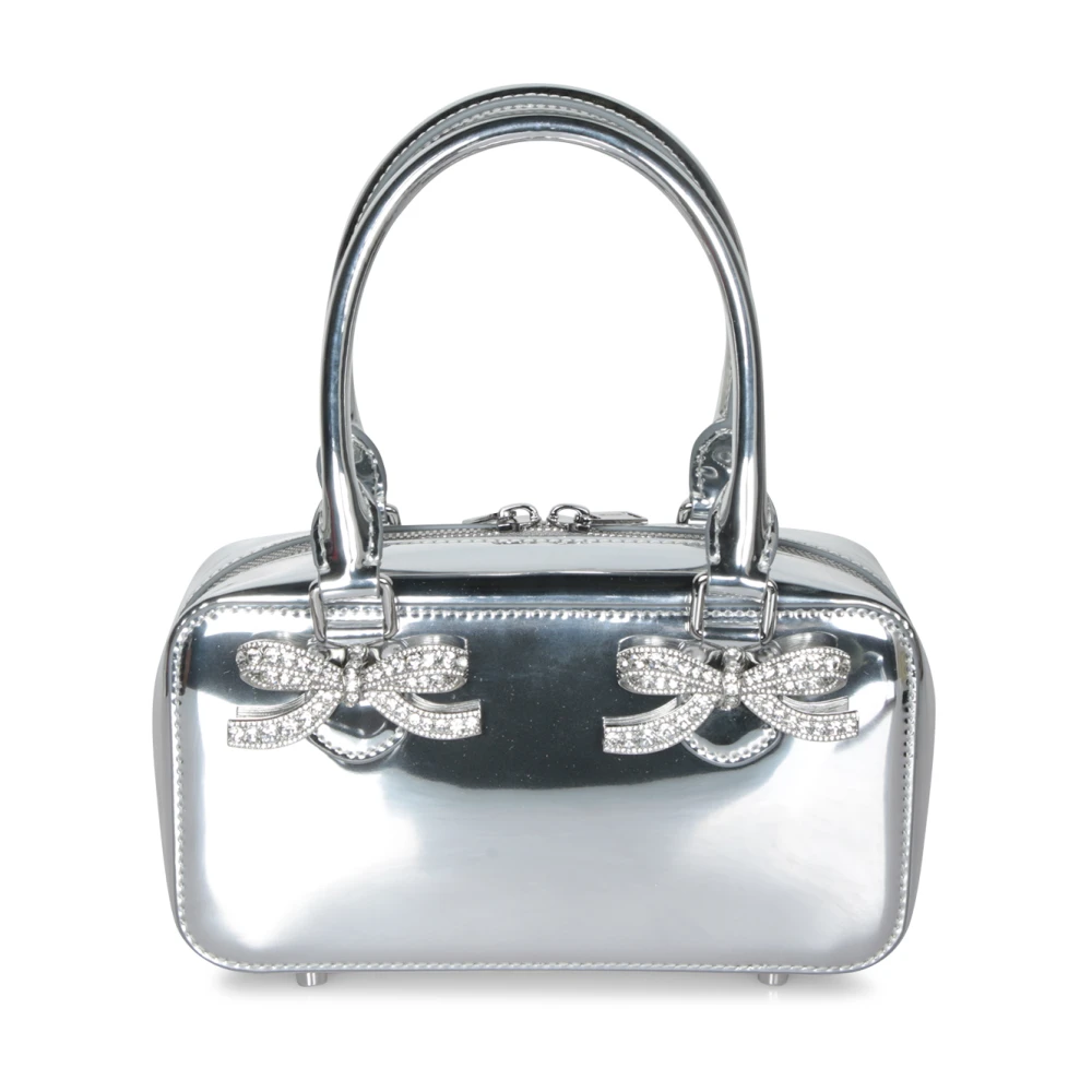 Self Portrait Glanzende Zilveren Mini Tote Tas Gray Dames