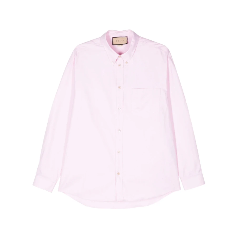 Gucci Geborduurd katoenen Oxford overhemd Pink Dames