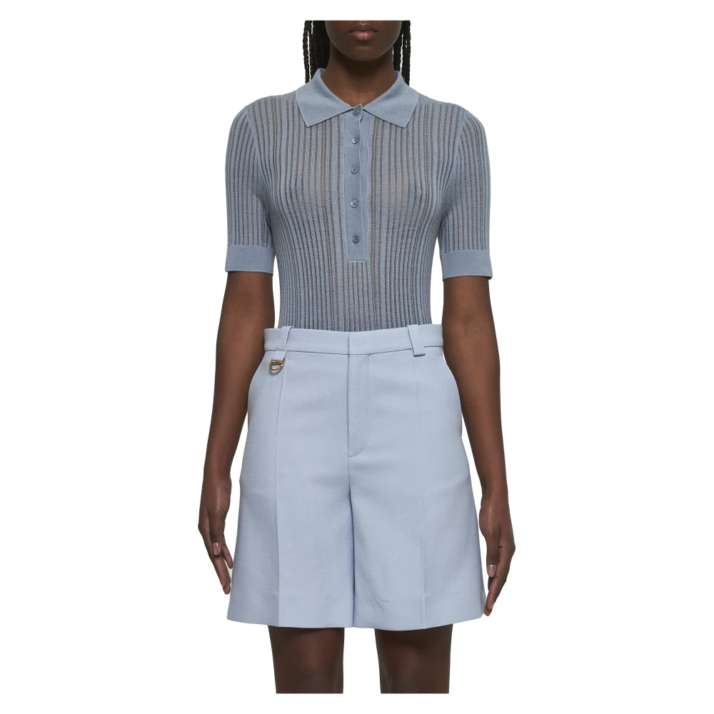 Chloé Blauwe Wollen Broek met Voorsluiting Blue Dames