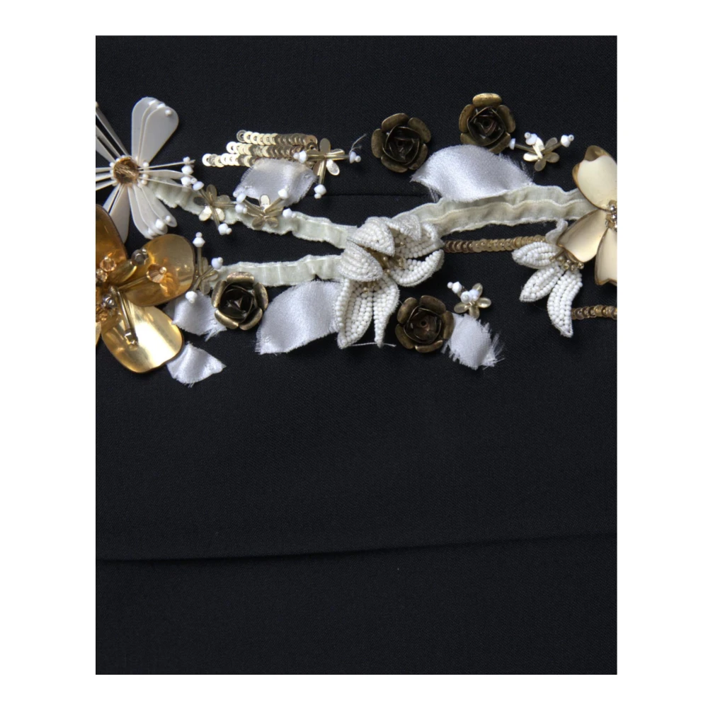 Dolce & Gabbana Bloemgeborduurde taps toelopende broek Black Dames
