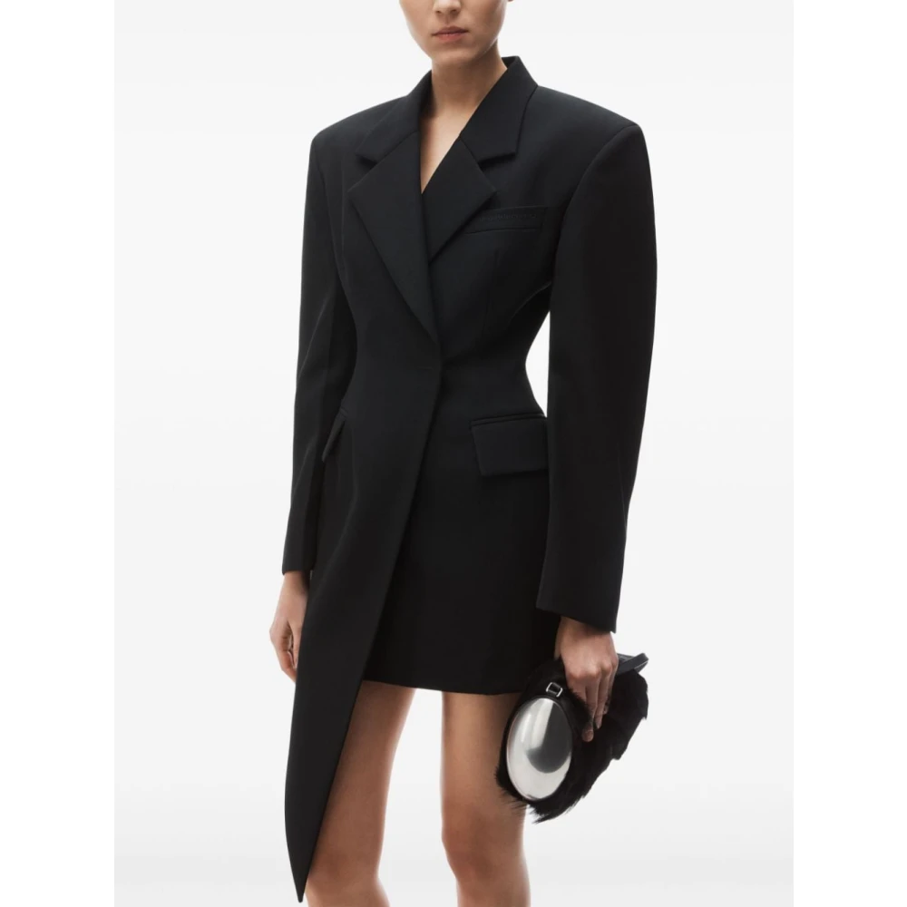 alexander wang Zwarte Asymmetrische Blazer Korte Jurk Black Dames