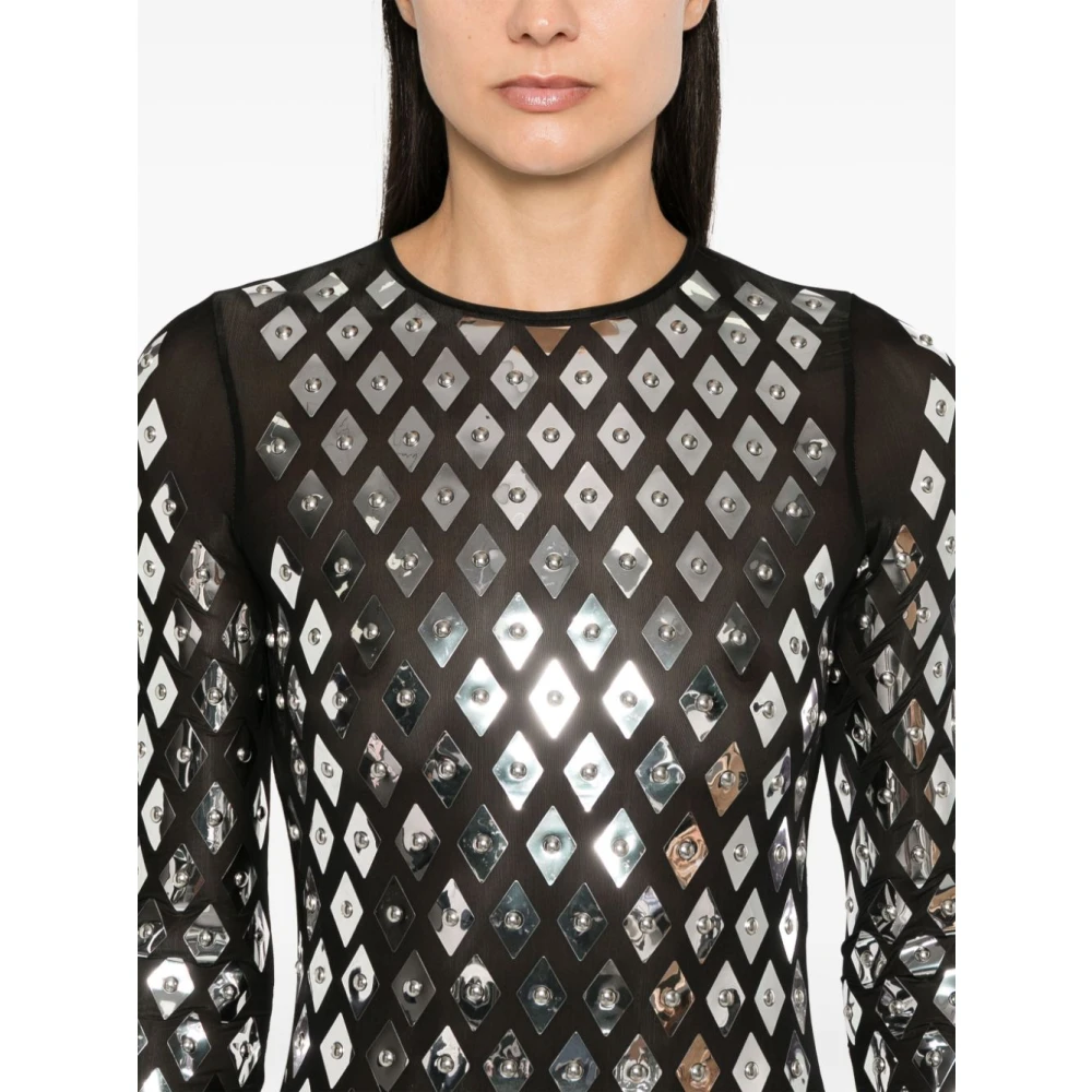 Paco Rabanne Zwarte Feestjurk met Metalen Details Black Dames