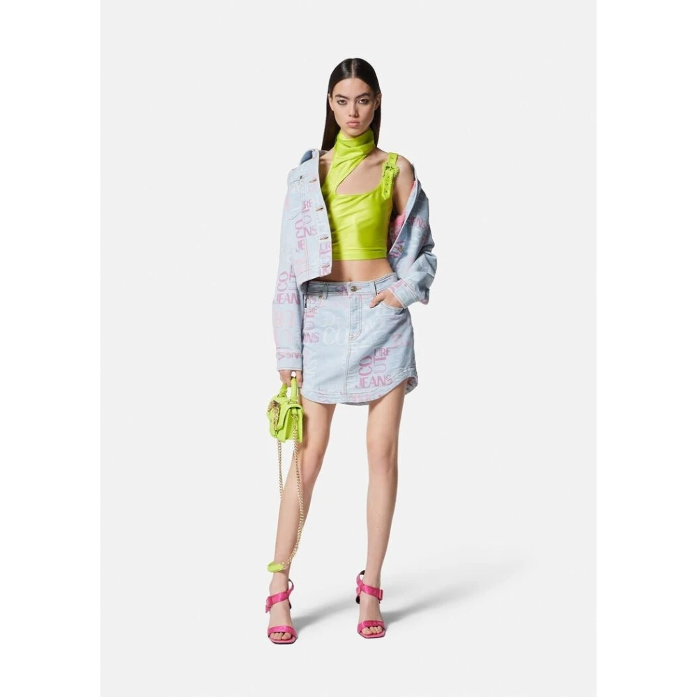 Versace Jeans Couture Asymmetrische Stretch Top met Barok Gesp Green Dames