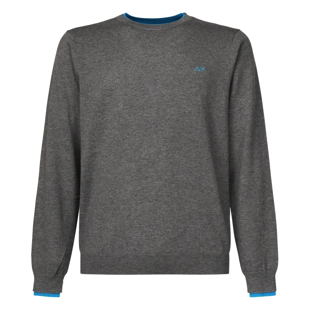 Sun68 Contrast Ronde Hals Sweater in Grijs Lichtblauw Gray Heren
