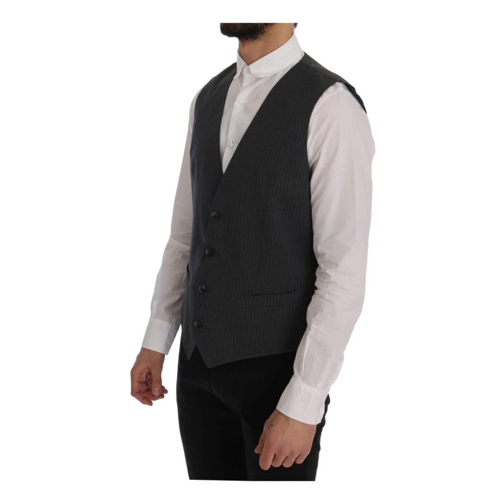 Dolce & Gabbana Grijze Gestreepte Vest Gray Heren