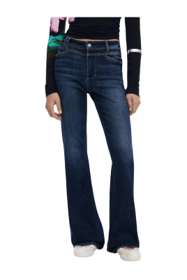 Blå Dragkedja och Knapp Dam Jeans