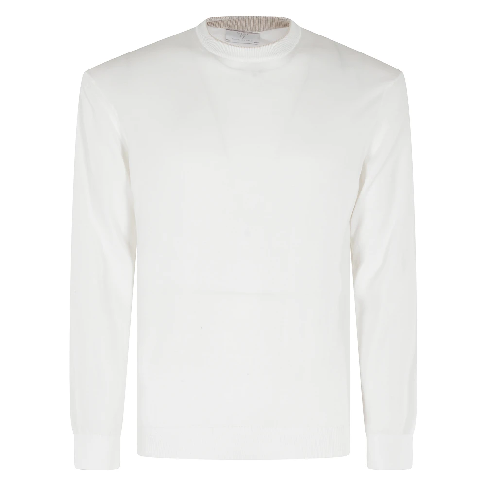 Eleventy Men's White Maglia Girocollo Manica Lunga