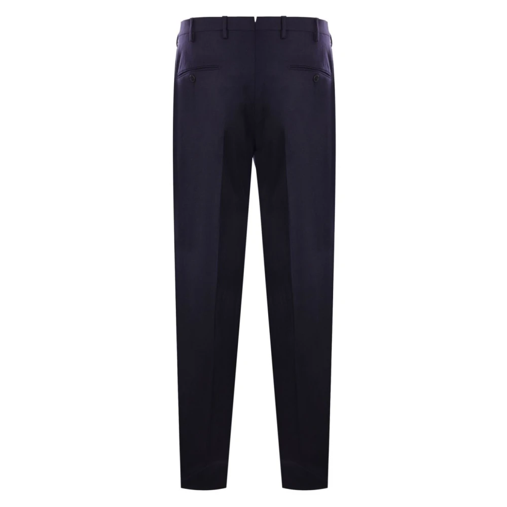 Incotex Blauwe Wollen Broek Rechte Pijp Blue Heren