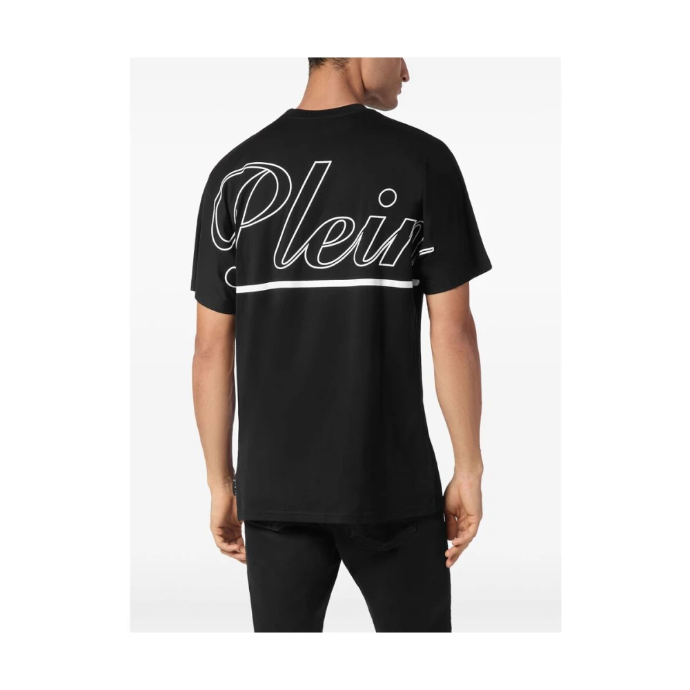 Philipp Plein Zwarte Logo Patch Crew Neck T-shirt Black Heren