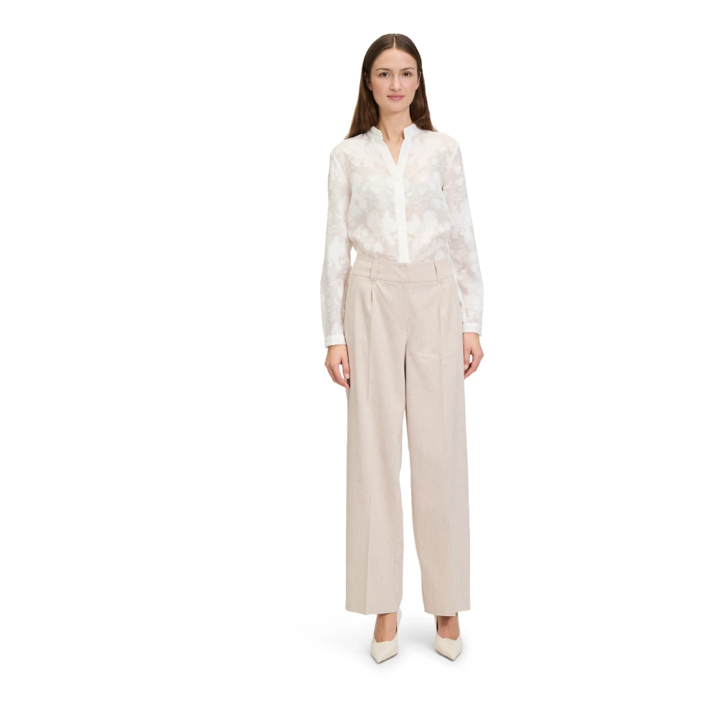 Betty & Co Broek met wijde pijpen Beige Dames