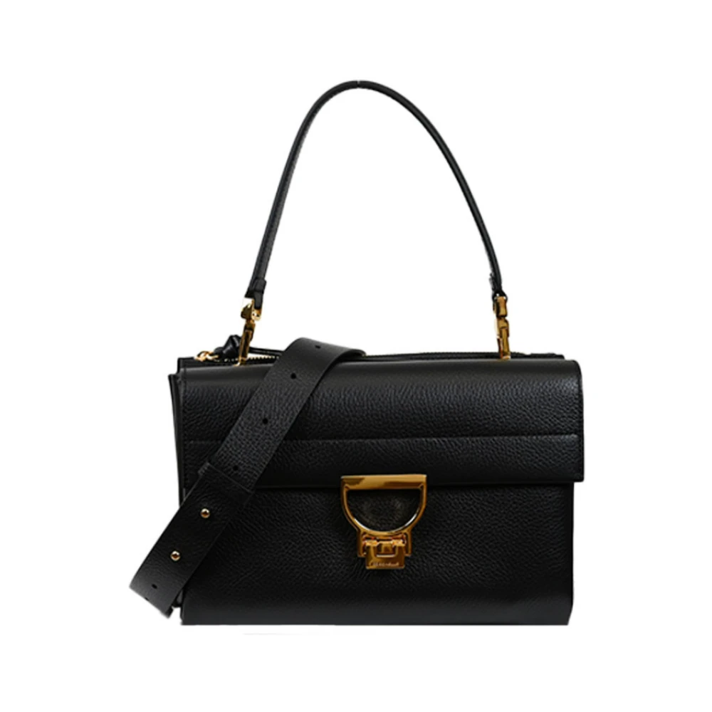 Coccinelle Zwarte Leren Schoudertas Black Dames