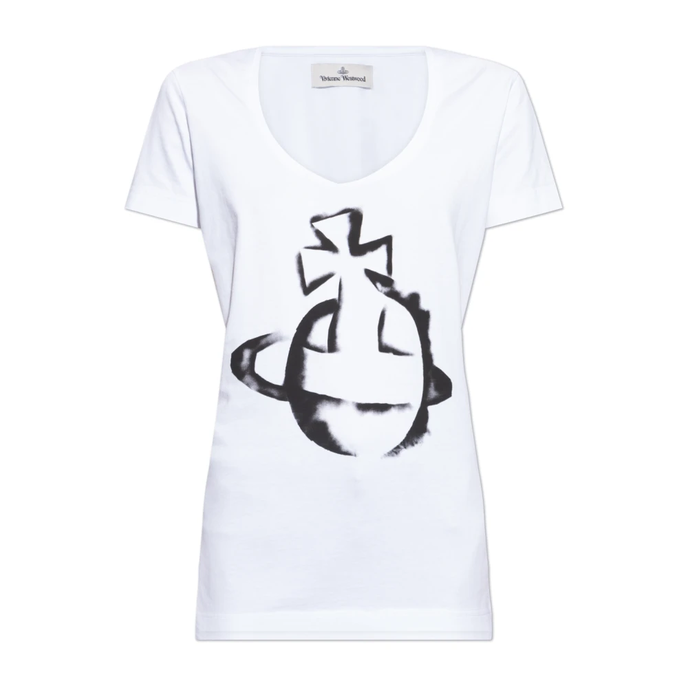 Vivienne Westwood T-shirt med logotyp White, Dam