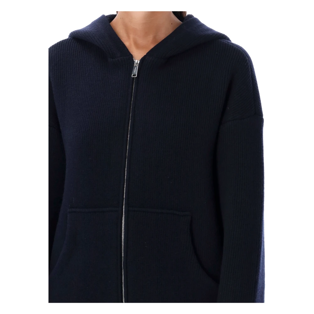 Self Portrait Navy Gebreide Hoodie Aw24 Blue Dames