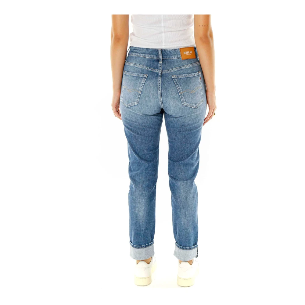 Replay Slim Boyfriend Mid Waist Jeans Blue Dames