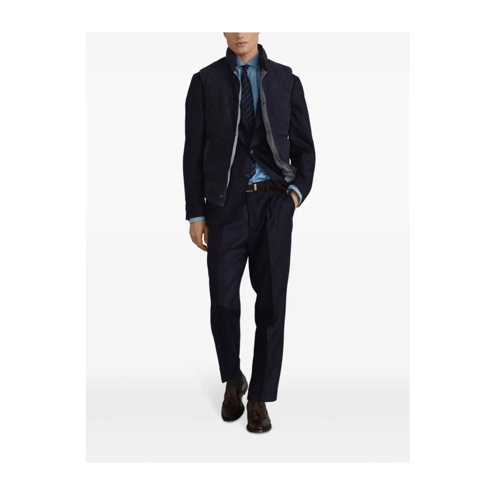 BRUNELLO CUCINELLI Navy Blauwe Katoenen Broek Blue Heren