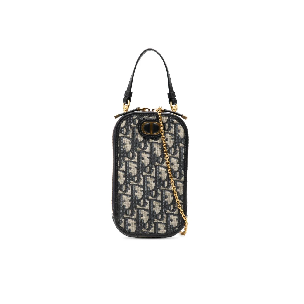 Dior Vintage Women's Blue Pre-Owned Vertical Pouch With Chain