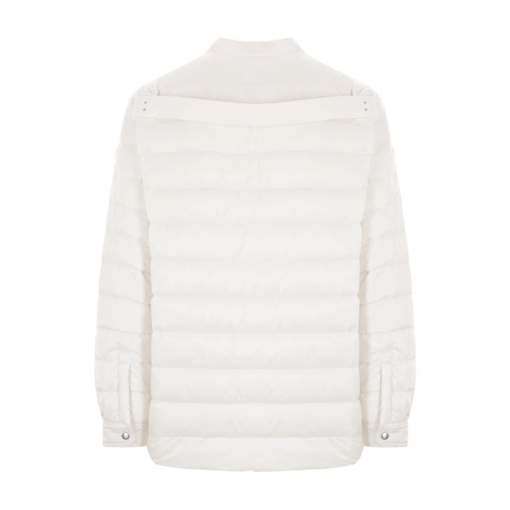 Moncler Witte Nylon V-hals Jas met Afneembare Capuchon White Heren