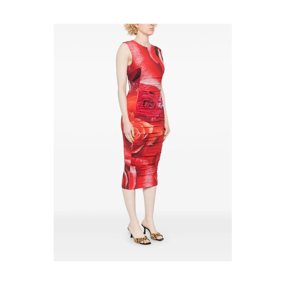 Roberto Cavalli Rode Gedrapeerde Mouwloze Jurk Red Dames