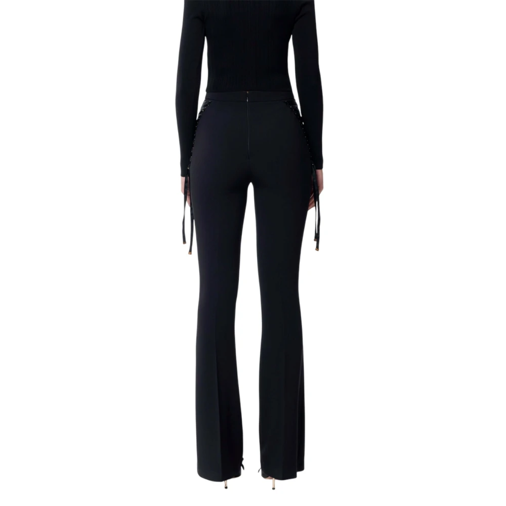 Elisabetta Franchi Wijde broek met elegante silhouet Black Dames