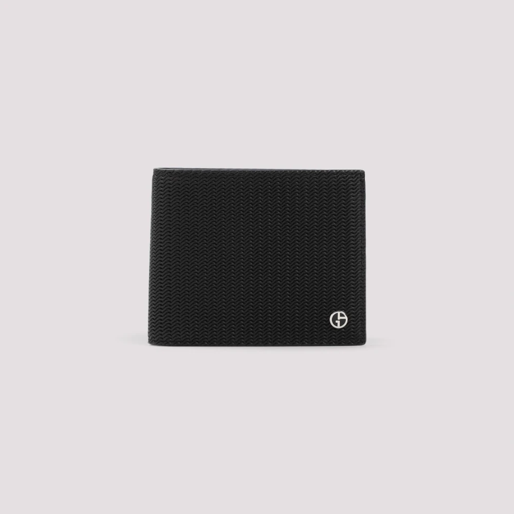 Giorgio Armani Zwarte Leren Portemonnee Stijlvol Accessoire Black Heren