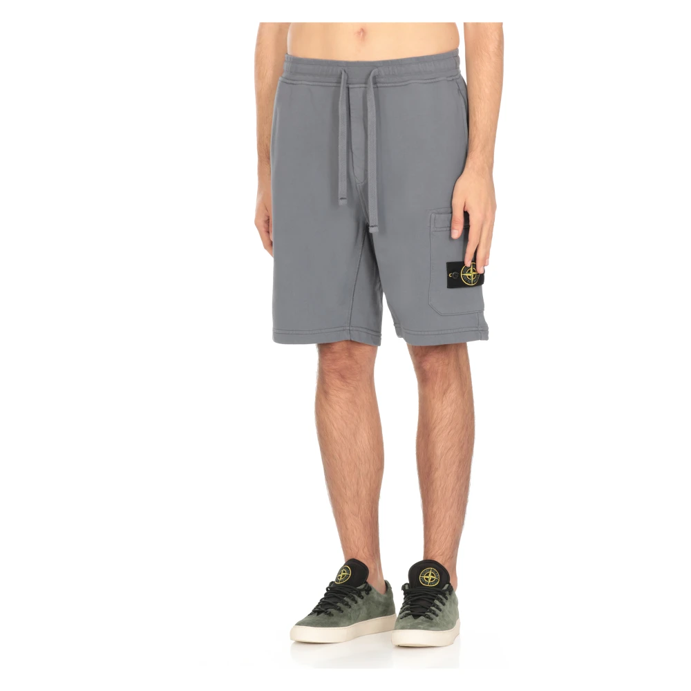 Stone Island Blauwe katoenen bermuda shorts met zakken Blue Heren