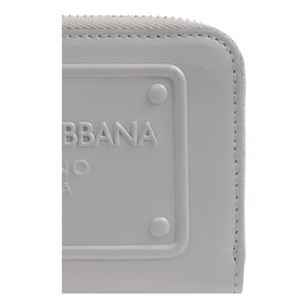 Dolce & Gabbana Leren portemonnee met logo Gray Heren