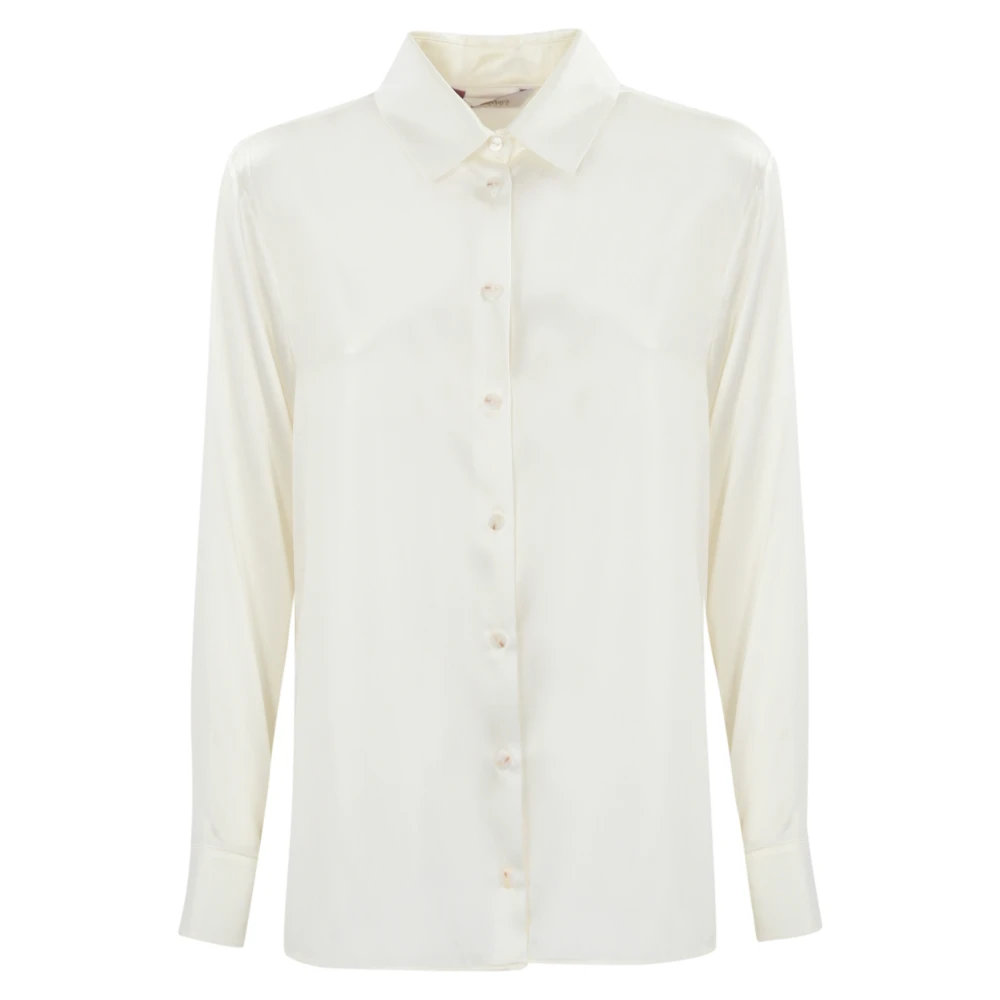 Max Mara Witte Zijden Overhemd Lange Mouw White Dames