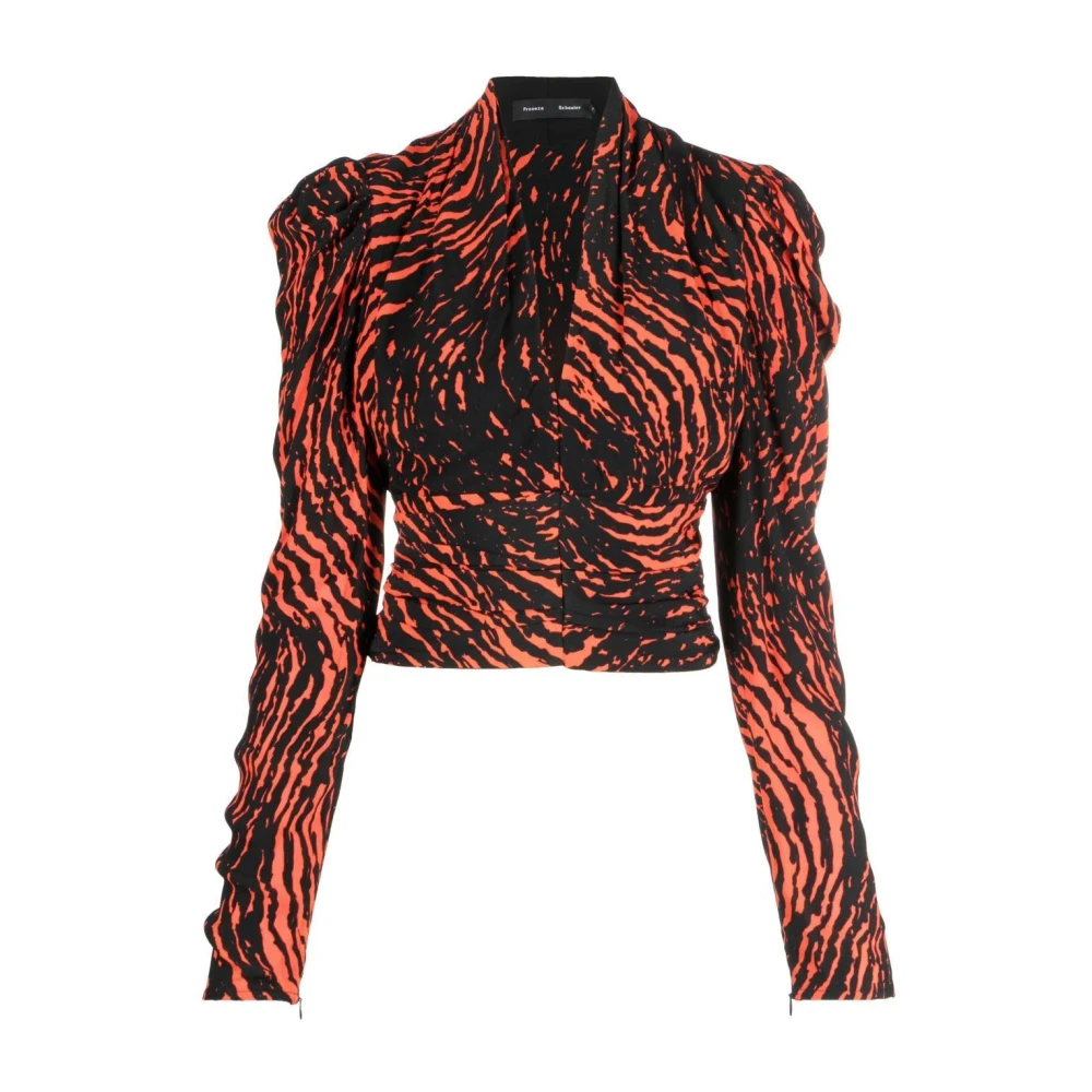 Proenza Schouler Multicolor Blouses, Female, Xs, V-Neck Spiral Blouse