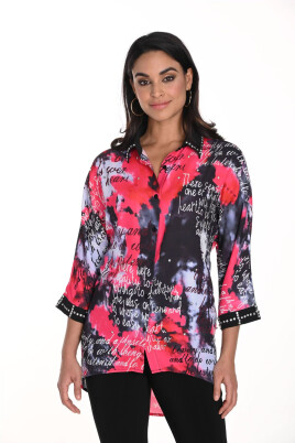 pink-blouse-with-3-4-sleeves-and-shirt-collar