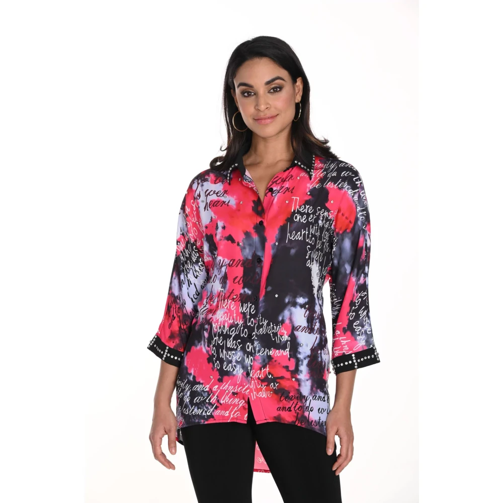 Frank Lyman Roze Blouse met ¾ Mouwen en Overhemdkraag Multicolor Dames
