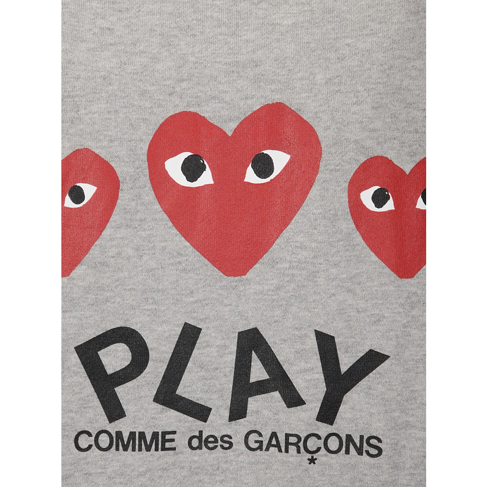 Comme des Garçons Play Grijze Zip Hoodie met Hartenprint Gray Heren