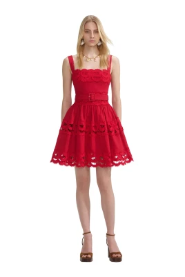 Linen Lace Insert Mini Dress