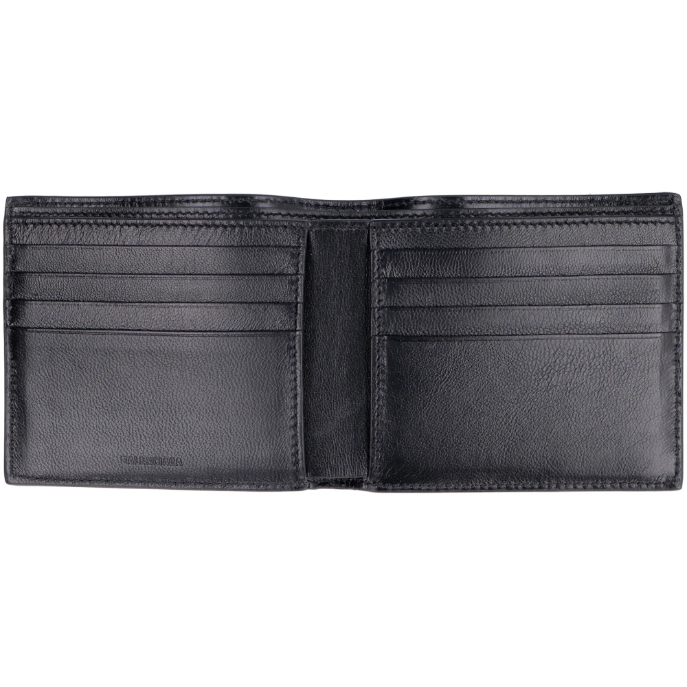 Balenciaga Korrelig Leren Portemonnee met Meerdere Compartimenten Black Heren