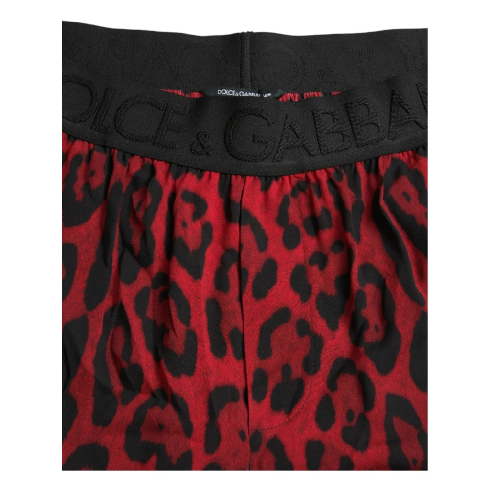 Dolce & Gabbana Rode Bermuda Shorts met Luipaardprint Red Heren