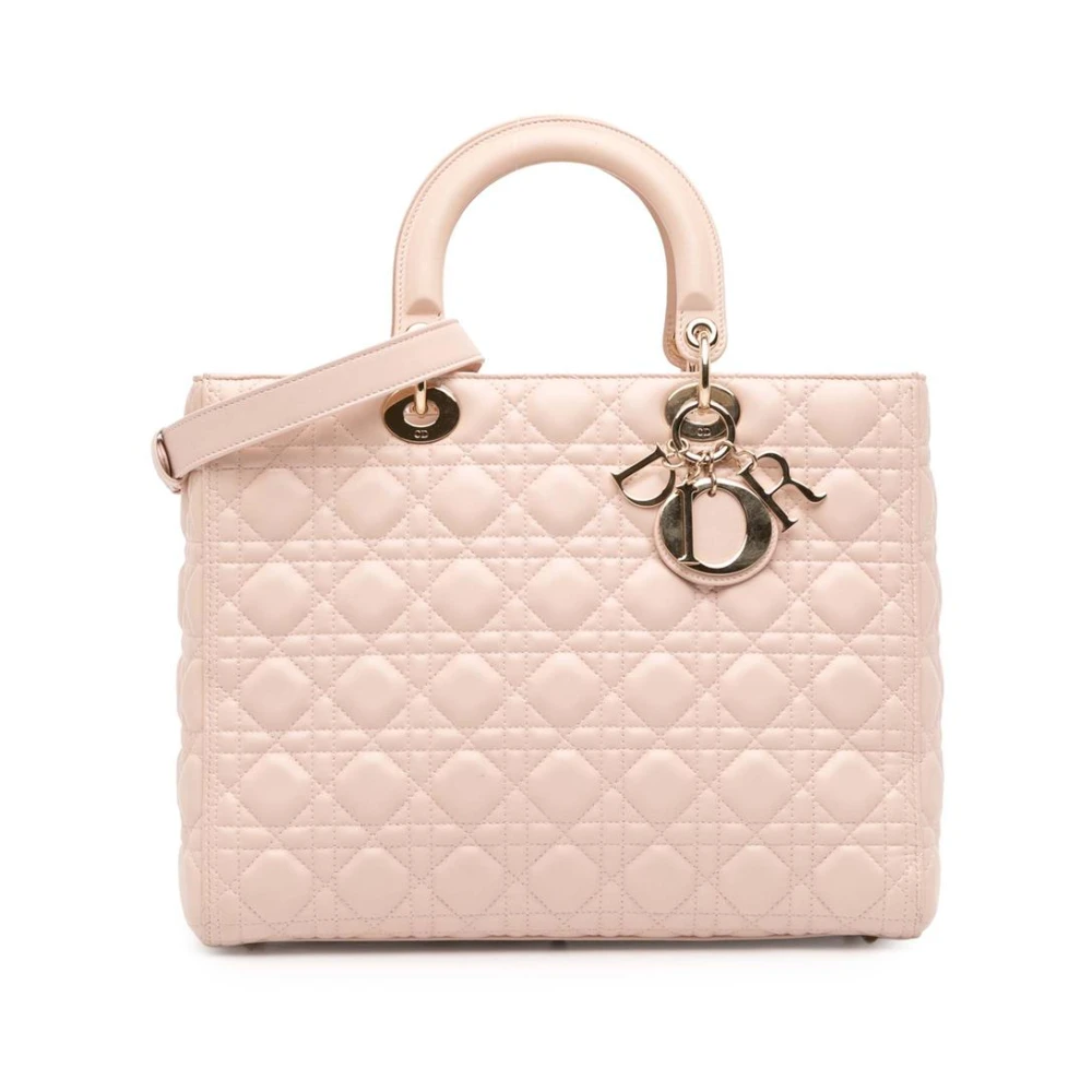 Dior Vintage Women's Pink Pre-Owned Quilted Leather Handbag