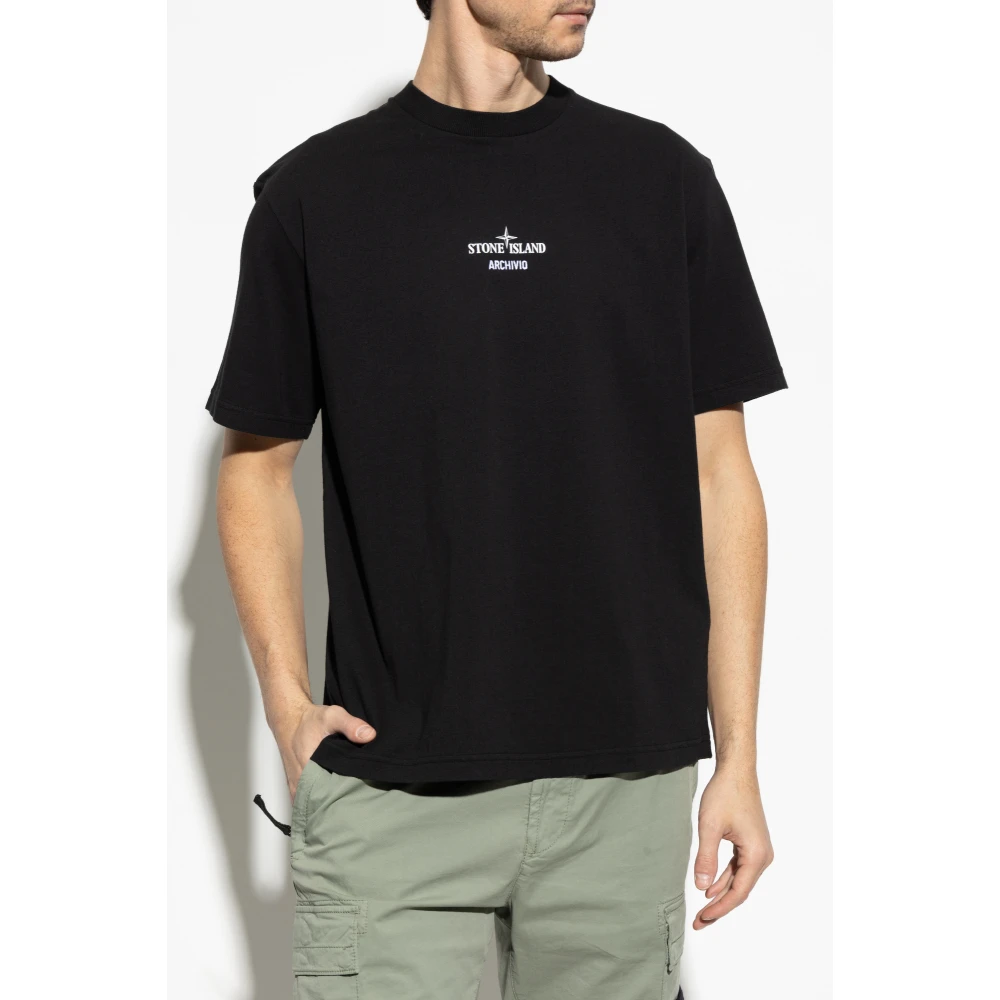 Stone Island T-shirt met logo Black Heren